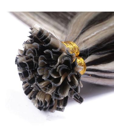 Premium 100% Remy Keratin Bonded Hair Extensions - #1B/Gray - 25 Strands - 70cm U-Tip - Novon Hair Extensions - Buy Online on GoSupps.com