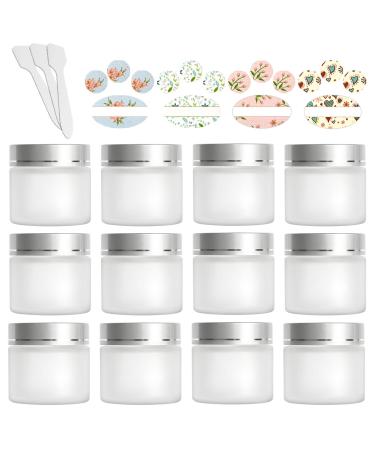 12 Pack 60ml 2 oz Matte Clear Glass Jars with Silver Lids & Inner Liners,Round Containers Travel Jars for Cosmetics, Eye Shadow, Makeup and Face cream Lotion. - Buy Online on GoSupps.com