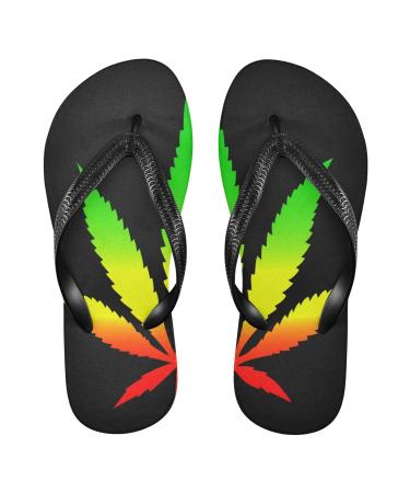 Mnsruu Marijuana Leaf Flip Flops Flip Sandals Slippers Hotel Spa Bedroom Travel S for Men Women Small