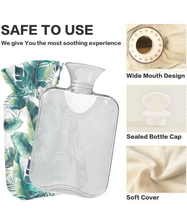 NAANLE 1L Hot Water Bottle with Banana Leaves Cover Pain Relief & Heat Therapy for Cramps Hands & Feet - Buy Online on GoSupps.com
