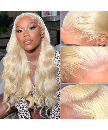 613 Blonde Lace Front Wig Human Hair 13x4 Body Wave Lace Front Wigs Human Hair Pre Plucked with Baby Hair 150% Density HD Transparent Brazilian Virgin Human Hair Glueless Lace Frontal Wigs for Women (20 Inch) 20'' Body W...