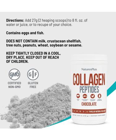 NaturesPlus Collagen Peptides Chocolate - 0.83 lb Powder - Hair Skin Nail & Joint Health Immune System Support - Non-GMO Gluten Free - 14 Servings Chocolate 14 Servings (Pack of 1) - Buy Online on GoSupps.com