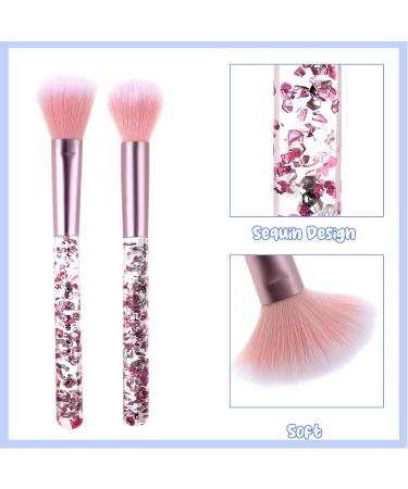 WLLHYF 7 Pack Makeup Brush Set Stylish Glitter Cosmetics Brushes Kit Professional Blending Brush with Crystal Sequins Handle for Eye Shadow Eyeliner Foundation Powder Concealer Blush Lip Women (Pink) - Buy Online on GoSupps.com