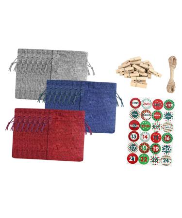 STOBAZA 1 Set Christmas Bag Calendars Christmas Calendar Garland Candy Pockets Packing Bag Drawstring