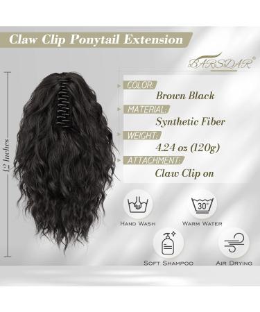 BARSDAR 30cm Short Wavy Ponytail Extension - Claw Clip Multi-Layered Synthetic Hair Piece for Women (Black & Brown) - Buy Online on GoSupps.com