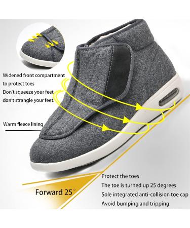 Men's Extra Wide Fit Diabetic Orthopedic Slippers - Adjustable Slip On Sneakers for Swollen Feet - Grey, Size 42 - Buy Online on GoSupps.com