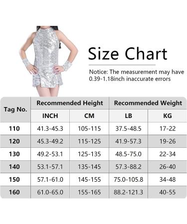 Happy Cherry Girls Sequin Sparkle Hip Hop Dance Outfit - Silver, 6-7 Years - Buy Online on GoSupps.com