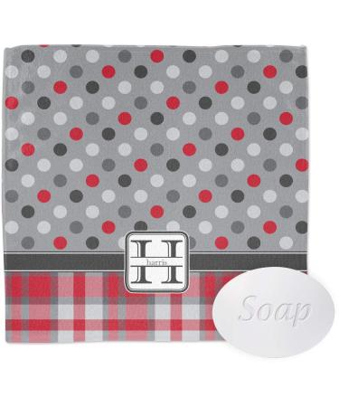 YouCustomizeIt Personalized Red & Gray Dots and Plaid Washcloth