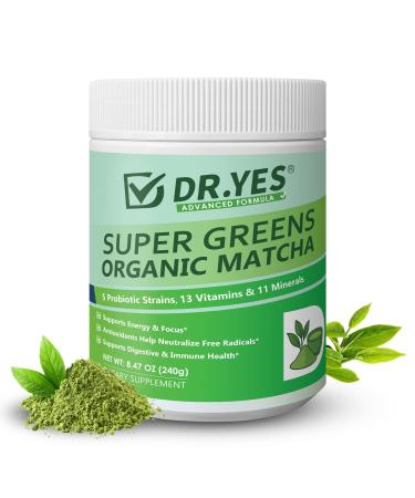 DR.YES Organic Grade Matcha Powder - Premium First Harvest Tea Energy Boost Calm Focus Latte Smoothie Baking & Traditional Tea Ceremony Gluten-Free Vegan (8.47oz / 240g)