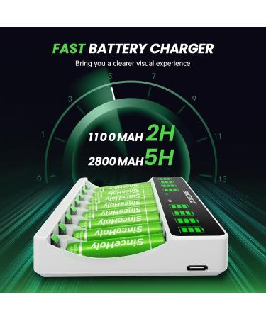 SINCEHOLY 8 Bay LCD Smart AA AAA Battery Charger USB High Speed Charging Independent Slot CD Rechargeable Batteries No Adapter - Buy Online on GoSupps.com