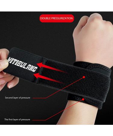 Wrist Brace 2 Pack - Adjustable Support for Tennis, Arthritis, Carpal Tunnel - Men's Wristbands for Weightlifting - Pain Relief and High Elasticity - Buy Online on GoSupps.com