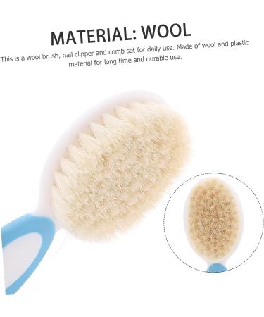 Toyvian 6 Pcs Baby Brush Set - Baby Bath Shower Head Shampoo & Hair Comb Set | Silicone Hair Scrubber & Wool Brush | Infant Hair Care Kit | Blue - 3pcs 14x5cm - Buy Online on GoSupps.com