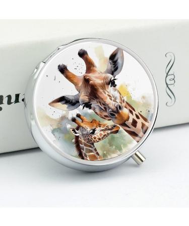 Meta Title: "Travel Pill Box with 3 Compartments - Watercolor Deer & Giraffe Print - Portable Pill Organizer for Purse & Pocket - Buy Online on GoSupps.com