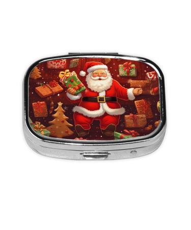 Happy Christmas Printed Square Pill Box Portable Travelling Pill Box Medicine Organiser