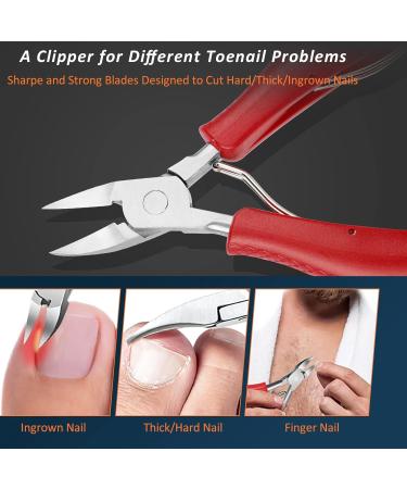 Professional Podiatrist Toenail Clippers for Thick, Ingrown Nails Heavy Duty Red Nail Clipper Kit for Men, Women, Elderly - Toenail Treatment Tools - Buy Online on GoSupps.com