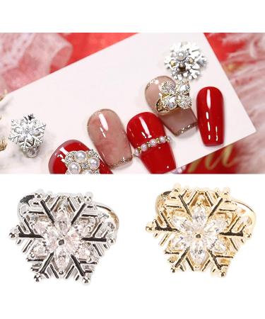 Snowflake Nail Decoration Metal Nail Art Rhinestones Gold Alloy Nail Art Supplies DIY Manicure Jewelry Rotatable Shiny Attractive Elegant 3D Christmas Nail Art Decor for Daily Holiday 2 Pcs - Buy Online on GoSupps.com
