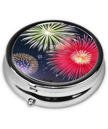 Splendid Fireworks Round Pill Box - 3 Compartment Portable Organizer for Travel | Best Travel Pill Box - Buy Online on GoSupps.com