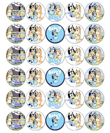 30 Bluey Family Cupcake Toppers Edible Wafer Paper Fairy Cake Toppers Birthday Cakes