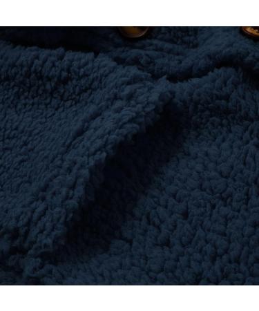 Hanxiulin Women's Oversized Plush Jacket | Warm Lined Fleece Cardigan | Breathable Light Outdoor Winter Coat | Dark Blue Trench Coat - Buy Online on GoSupps.com