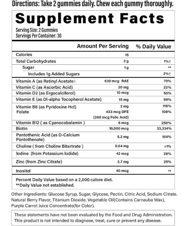 Lazpowfi Biotin Gummies -Hair Skin and Nails Vitamins for Men & Women Vegan Vitamin B7 Supports Hair Growth and Stronger Nails - Buy Online on GoSupps.com