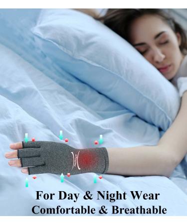 2 Pairs Arthritis Compression Gloves for Pain Relief - Small Grey1+Pure Black1 - Buy Online on GoSupps.com