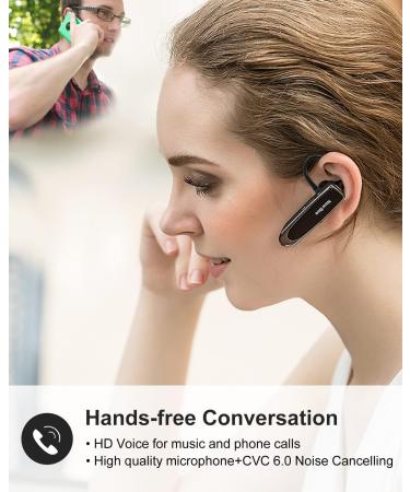 New bee Bluetooth Earpiece V5.0 Wireless Handsfree Headset with Microphone - 24 Hrs Driving & 60 Days Standby Time - for iPhone, Android, Samsung, Laptop, Trucker Driver - Black - Buy Online on GoSupps.com