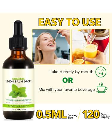jollifish Organic Lemon Balm Drops - 120 Servings Herbal Supplements with Natural Lemon Balm Leaf Extract for Digestion & Relaxation Supports Healthy Sleep Non-GMO Alcohol-Free - 2 Fl.oz - Buy Online on GoSupps.com