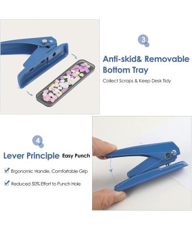 MROCO Single Hole Punch  1 Hole Punch 1/4 Hole Puncher  Paper Punch Hole Punches 20 Sheet Punch Capacity  Handheld Hole Punch with Non-Skid Base for Paper Chipboard Craft Paper and Art Project  Blue - Buy Online on GoSupps.com