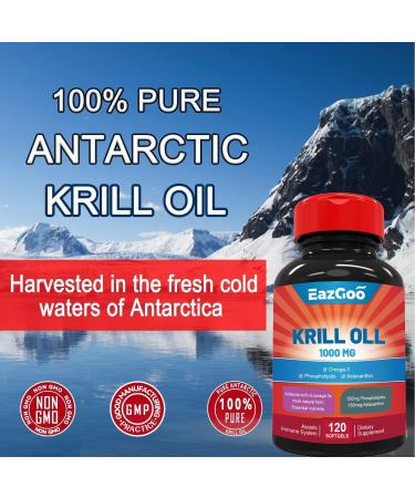 Antarctic Krill Oil 1000mg Omega 3 Supplement EPA DHA Phospholipids and Astaxanthin- 120 Softgels 120 Count (Pack of 1) - Buy Online on GoSupps.com