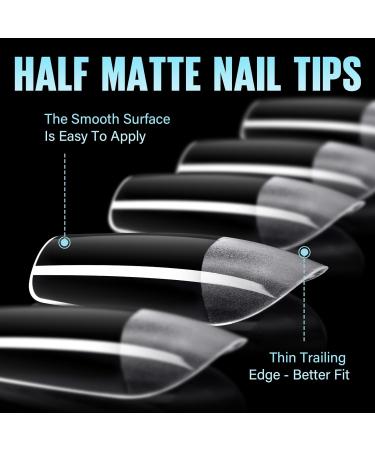 Tomicca 504 Piece Square Artificial Nail Tips - Full Cover Gel Tips for DIY Nail Art & Nail Studios - 12 Sizes French Short Tips - Buy Online on GoSupps.com