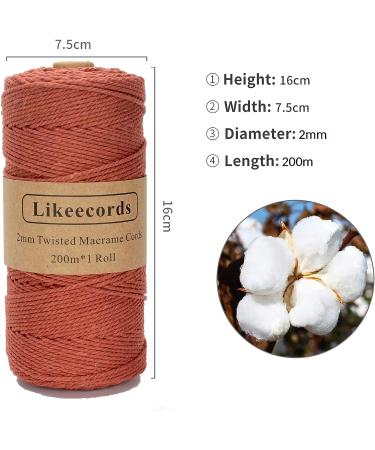 2mm x 219yd Macrame Cord - Natural White Cotton Twine String for DIY Knitting & Plant Hangers - Rustic Craft String for Christmas Wedding Decor - Buy Online on GoSupps.com