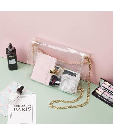 HAOGUAGUA Clear Stadium Approved Purse | See Through Bag for Concerts & Sports Events | Gold Clear Handbag for Women - Buy Online on GoSupps.com