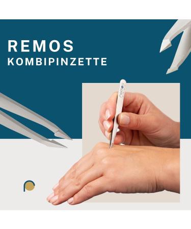 REMOS 3-Piece Tweezers Set - Eyebrow Splinter & Combination Tweezers in Dark Blue - Perfect for Precision Grooming - Buy Online on GoSupps.com