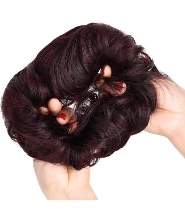 Yamel Natural Black Burgundy Messy Bun Hair Extension for Women - Updo Curly Scrunchie - Buy Online on GoSupps.com