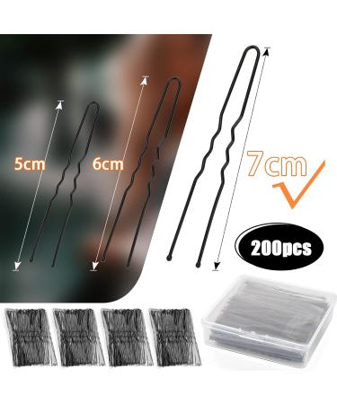 200pcs Mbsomnus U-Shaped Hair Pins for Buns - Long Black Bobby Pins with Storage Box - Hair Grips for Women, Girls, Wedding - Hair Styling Accessories - Buy Online on GoSupps.com