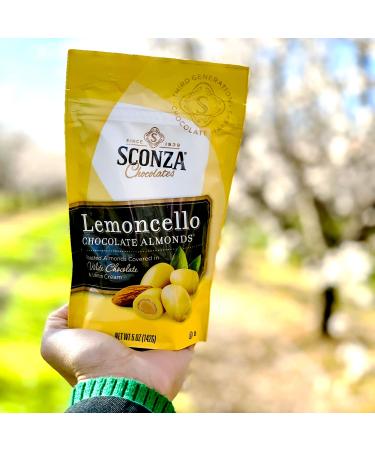 Sconza Lemoncello Chocolate Covered Almonds - White Chocolate & Lemon Creme Candy | 6 Pack, 5 Oz Bags | Gourmet Gift Snack - Buy Online on GoSupps.com