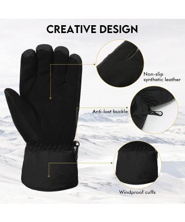 HighLoong Women Ski Gloves - Waterproof & Breathable Snow Gloves with Free Balaclava - Black, Small - Buy Online on GoSupps.com