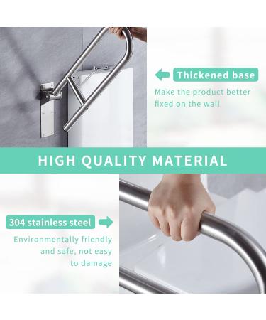 Stainless Toilet Safety Rails & Grab Bars for Elderly & Disabled - WochiTV 23.6 Inch Flip-Up Bathroom Handrails with Paper Holder & Shower Assist Aid - Buy Online on GoSupps.com