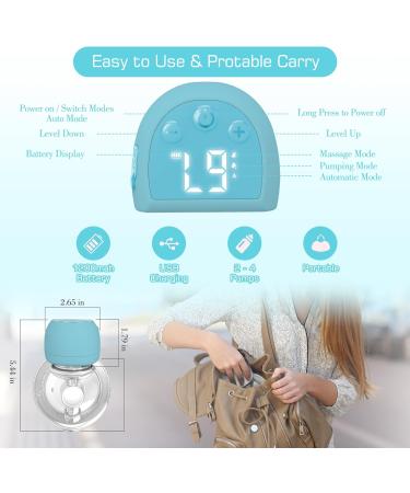 Electric Hands-Free Breast Pump | 2 Modes & 9 Levels | LCD Display | Rechargeable | Low Noise | Portable | 21mm/24mm Flanges | Blue (2PCS) - Buy Online on GoSupps.com
