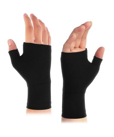 Geyoga 2 pieces compression support thumb splint breathable thumb support elastic bandage thumb support for women men sport m (black)