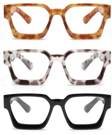 JM 3 Pack Square Reading Glasses - Blue Light Blocking Computer Readers for Men & Women | 2.5x Strength - Buy Online on GoSupps.com