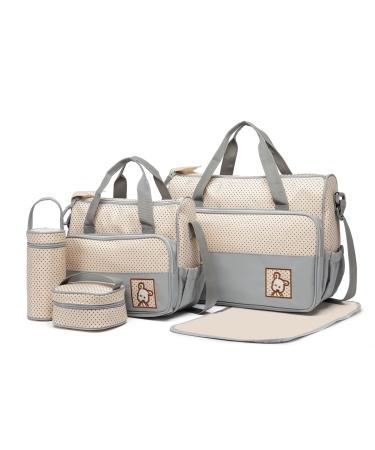 Miss Lulu 5-Set Baby diaper bag Baby bag Bag mother diaper bag handbag shoulder bag bottle holder with diaper pad (light green) - Buy Online on GoSupps.com