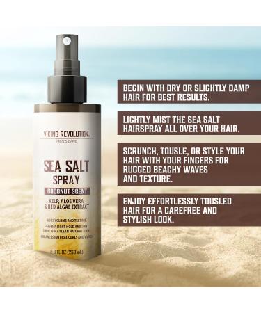 Viking Revolution Coconut Sea Salt Spray for Men - Texturizing Hair Spray with Kelp Aloe Vera & Red Algae - Beach Volume & Texture - 8.8 Fl Oz - Buy Online on GoSupps.com