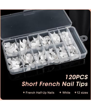AORAEM Short French-White Clear Nail Tips 120pcs - 12 Sizes False Acrylic Press on Nails for Women - Buy Online on GoSupps.com