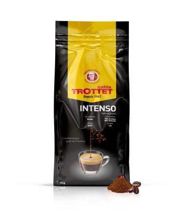 Cafés Trottet Coffee beans 1kg Intenso, Roasting for espresso and filter, Hazelnut aromas, Artisanal and Slow Roasting