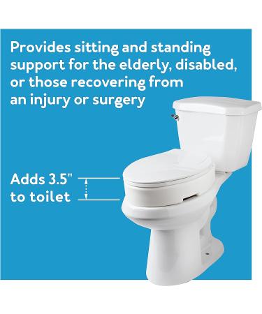 Carex Elongated Hinged Raised Toilet Seat - 3.5 Height, 300lb Capacity - Riser for Handicap Accessibility - Buy Online on GoSupps.com