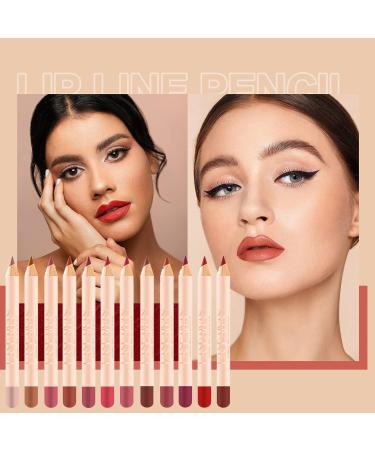 12-Piece Matte Lip Liner Pens Set - Long-Lasting & Creamy | Natural Lip Makeup Pencils - Buy Online on GoSupps.com