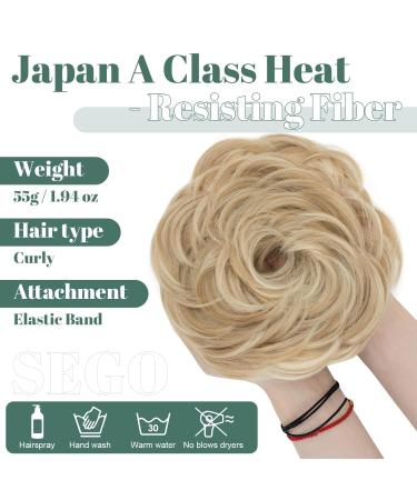 Sego Hair Part with Rubber Band - 55g Dutt Hair Ties & Extensions for Messy Buns - Dark Blonde & Blonde Updos - International Shipping Available - Buy Online on GoSupps.com