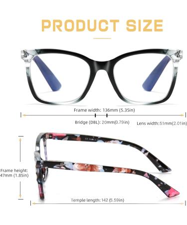 Areyeth Oversized Square Reading Glasses for Women - Blue Light Blocking Flexible Spring Hinge Multicolor & Black (1.0) - International Shipping Available - Buy Online on GoSupps.com