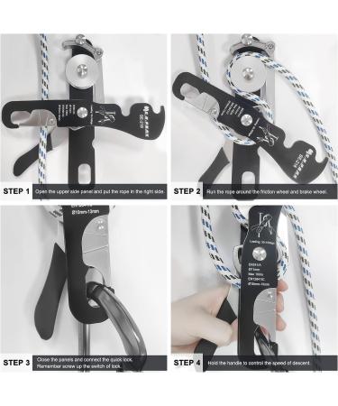 S.E.PEAK Climbing Double Stop Descender - Self-Braking, Self-Locking Rappelling Belay Device for 10-13mm Rope - Rescue & Arborist Tool - Hand Control - Red - Buy Online on GoSupps.com